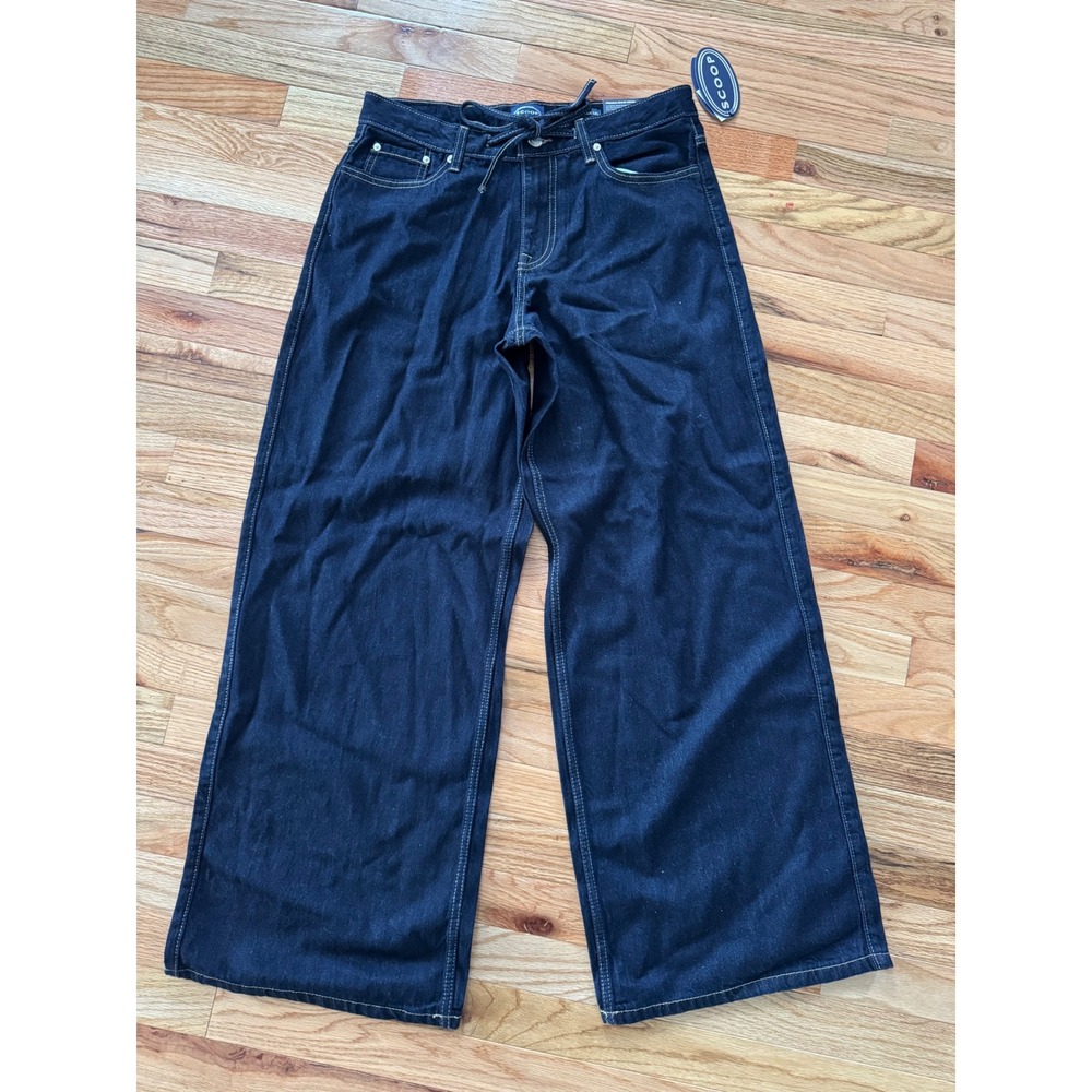 Scoop Womens Relaxed Low Slung Wide Leg Jeans Indigo Rinse Wash Blue Size 6 NWT